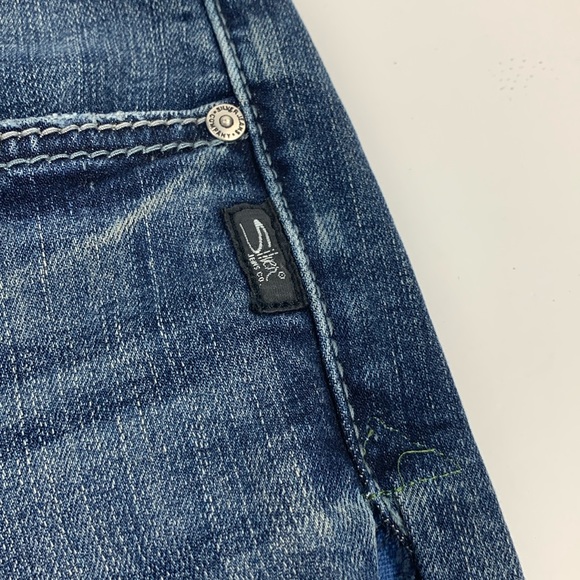 Silver Jeans Custom Modified USA America Distressed Straight Jeans Patches Sz 28 - Picture 12 of 16